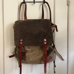 Rare Bed Stu Rustic Brown and Tan Backpack unisex leather & canvas